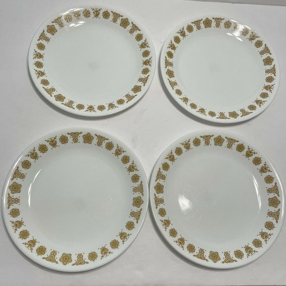 Corelle Other - 4-  Corelle Corning Dishes Butterfly Gold Salad Bread Plates Vintage 8.5”